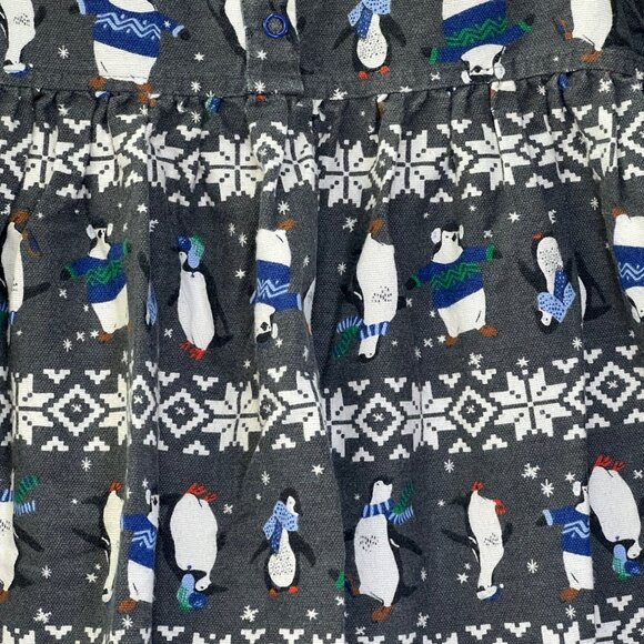Hanna‎ Andersson Girls' Holiday Nightgown Sz 4T Penguin & Snowflake Pattern Gray - Picture 3 of 5